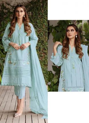 Sky Blue Cotton Eid Wear Chikankari Pakistani Suit