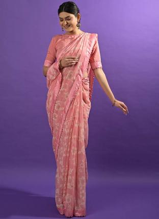 Light Pink Georgette Casual Wear Printed Saree