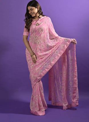 Pink Georgette Casual Wear Printed Saree