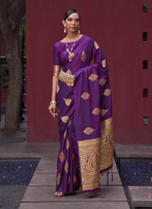 Purple Satin Silk Festival Wear Weaving Saree