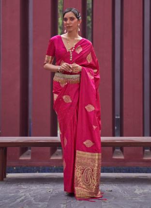 Rani Satin Silk Festival Wear Weaving Saree