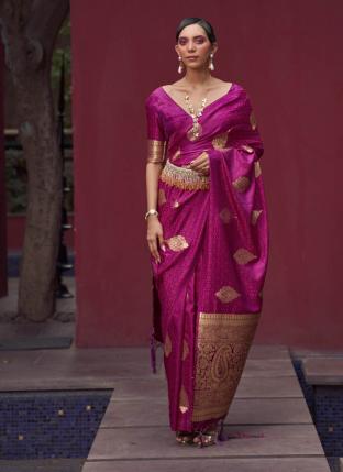 Violet Satin Silk Festival Wear Weaving Saree