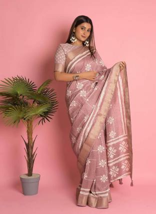 Pink Dola Silk Party Wear Weaving Saree