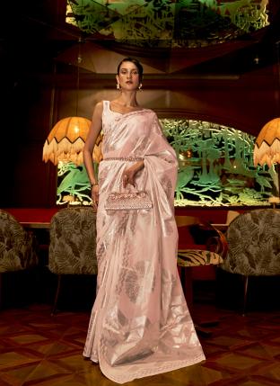 Pink Modal Silk Festival Wear Zari Weaving Saree