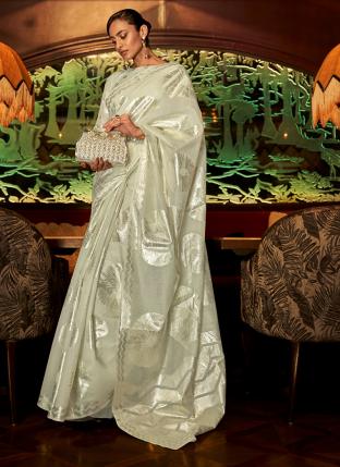 Pista green Modal Silk Festival Wear Zari Weaving Saree