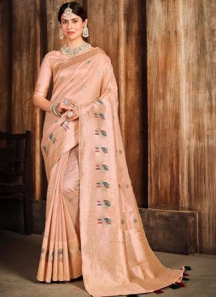 Pink Silk Traditional Wear Weaving Saree