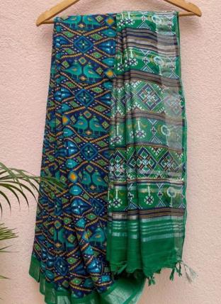 Multi Colour Linen Daily wear Digital Printed Saree
