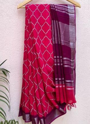 Rani Linen Daily wear Digital Printed Saree