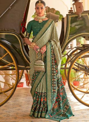 Green Silk Traditional Wear Printed Saree
