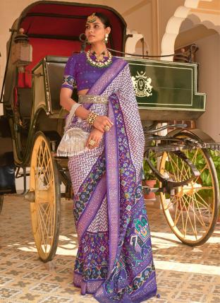 Purple Silk Traditional Wear Printed Saree