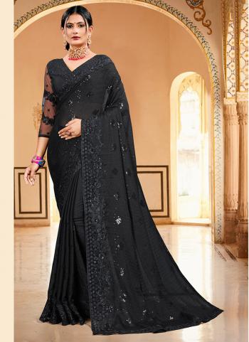 black saree frock