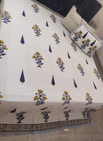 2022y/November/36703/Blue-Cotton-Casual-Wear-Block-Print-Bedsheet-With-Pillow-KAB1-9.jpg