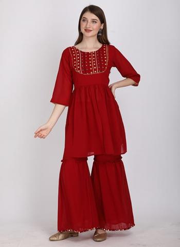 2022y/September/34779/Red-Georgette-Casual-Wear-Embroidery-Work-Kurti-With-Sharara-ST12-4.jpg