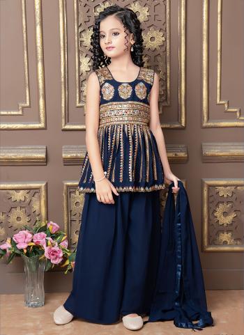 children Fancy partywear Embroidered Sharara  suit 3pc for weddings and parties 