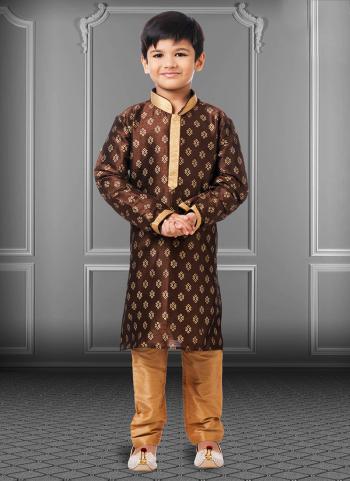 2022y/September/35234/Brown-Dupion-Silk-Diwali-Wear-Printed-Kids-Kurta-Pajama-VS-671.jpg
