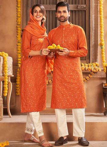 2023y/January/37808/Orange-Pure-Cotton-Traditional-Wear-Lucknowi-Work-Couple-Kurta-Pajama-COUPLEDHAMAKA-8006.jpg