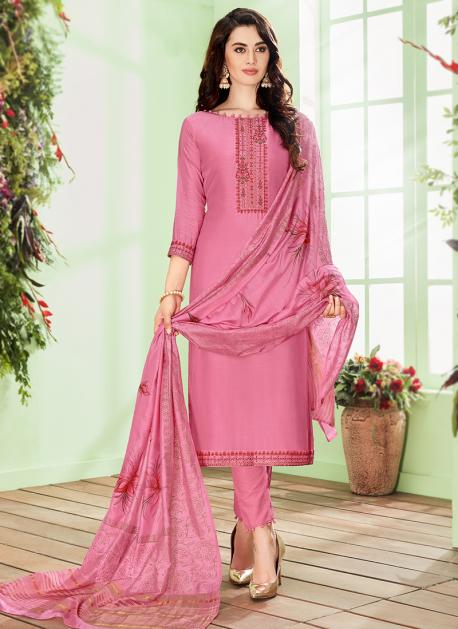 pink silk churidar