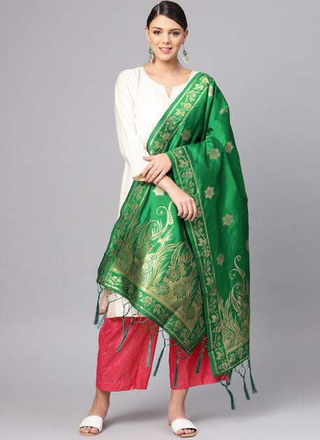 dark green dupatta combination suit