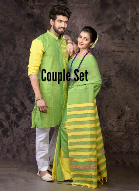 Buy Sea Green Fancy Linen Festival Wear 