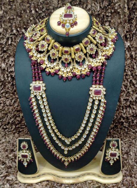 Buy Rose Gold Plated Wedding Jewellery Set Online From Surat Wholesale Shop.
