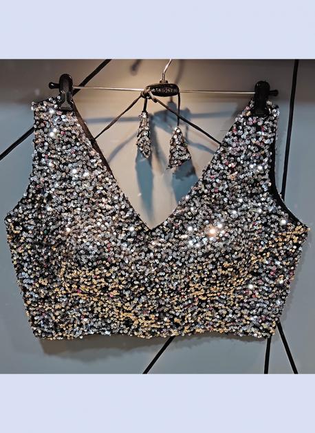 silver glitter blouse