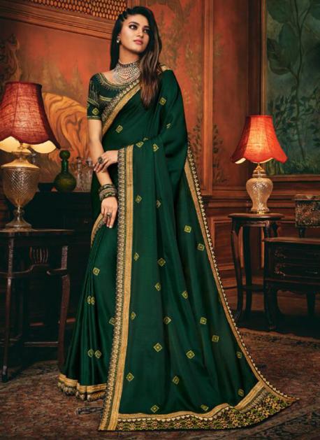 dark green wedding saree