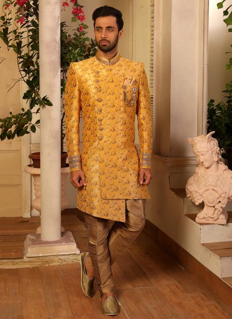 yellow sherwani