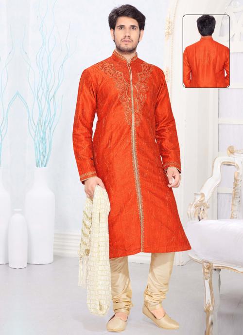 modi jacket on orange kurta