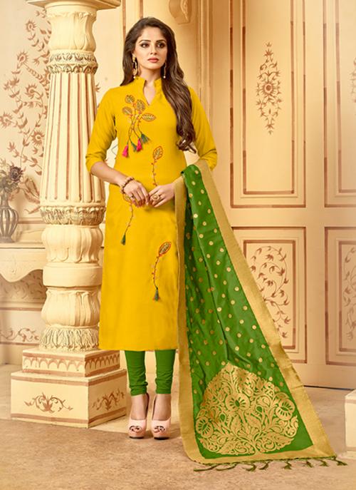 churidar neck thread work