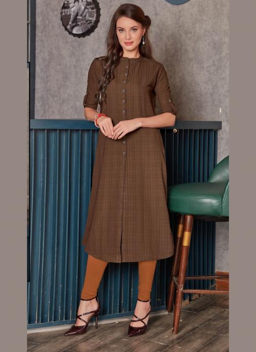 Office Wear Brown Rayon Printed Work Kurti 135946 Office Wear Brown Rayon Printed Work Kurti 135946