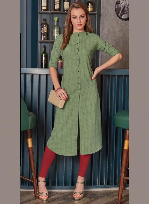 Office Wear Green Rayon Printed Work Kurti 135943 Office Wear Green Rayon Printed Work Kurti 135943