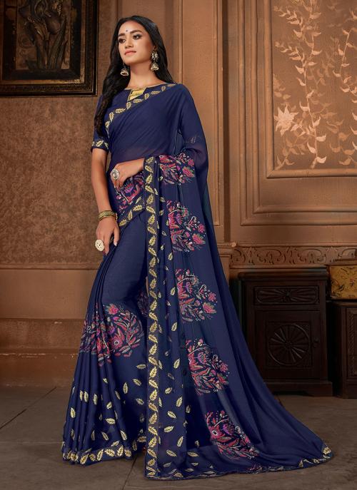 Buy Daily Wear Blue Georgette Printed 
