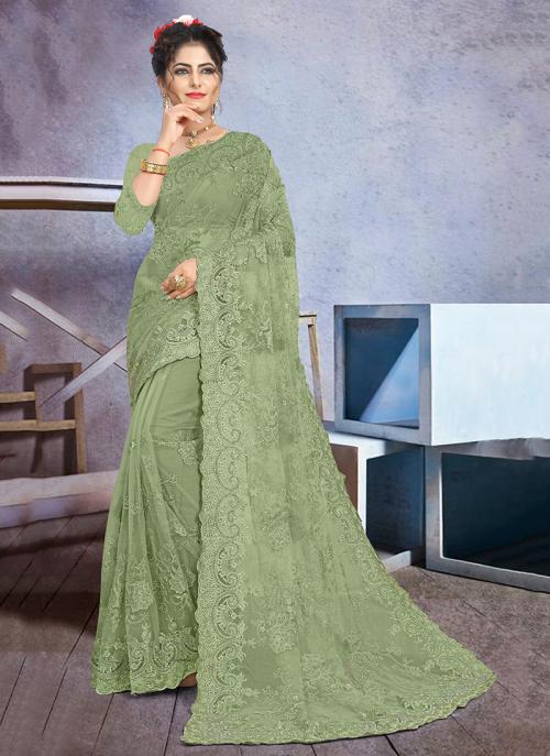 light green wedding saree