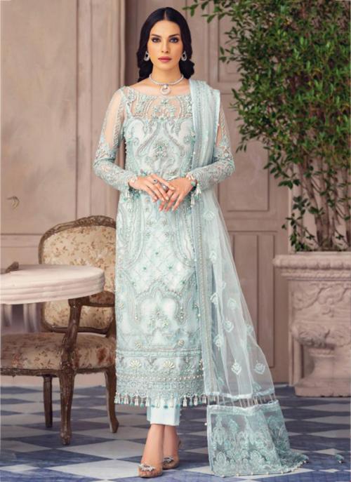 sky blue party wear suit