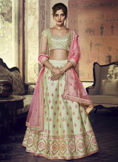 light pista colour lehenga