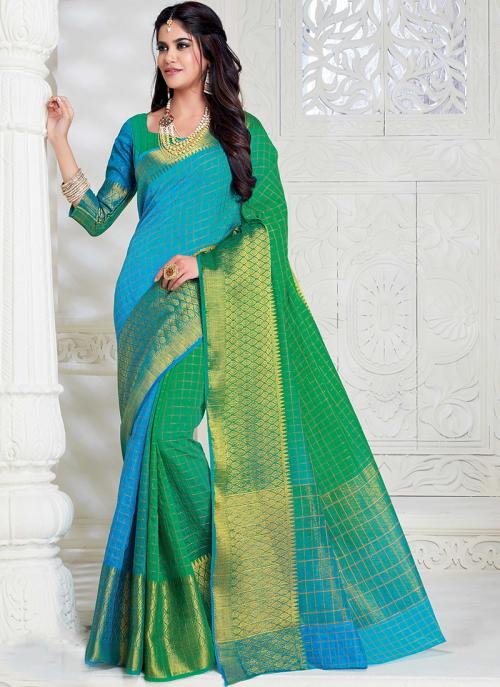 Multi Color Raw Silk Party Wear Weaving Saree