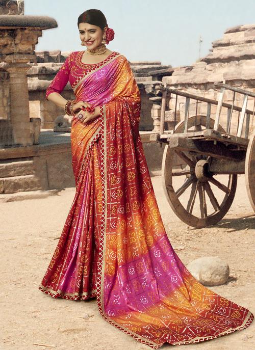 bandhani printed saree
