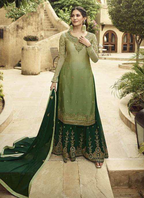 olive green sharara suit