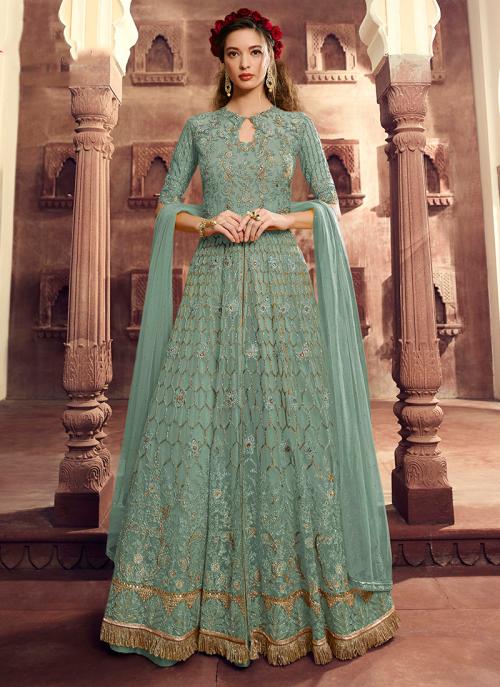 thread work anarkali