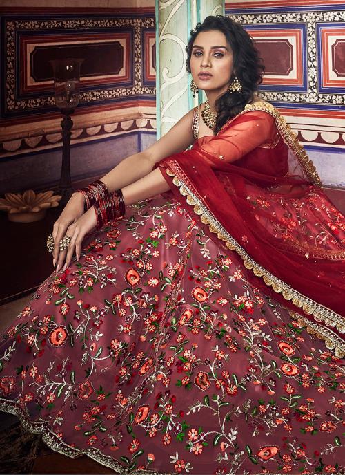 thread work lehenga for wedding