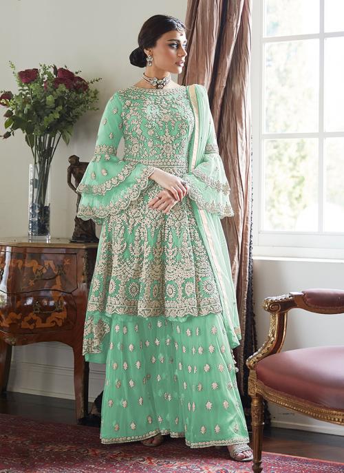 light green colour sharara suit