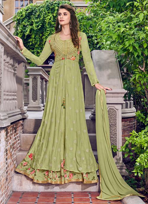Buy Light Green Jacquard Party Wear 