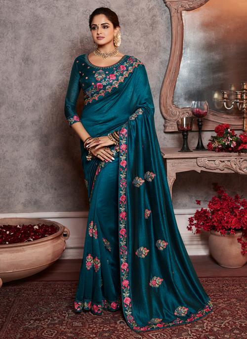 party wear embroidery saree