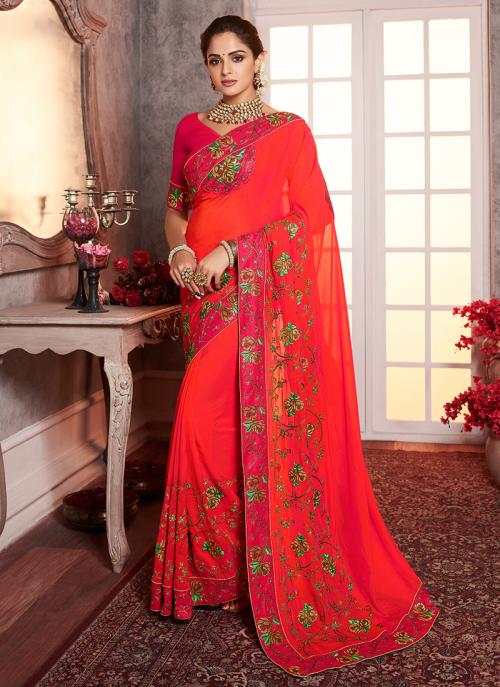 party wear embroidery saree