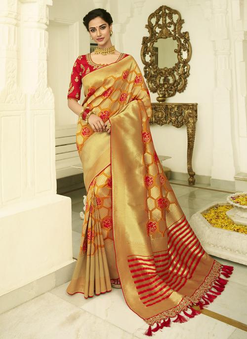 gold wedding saree