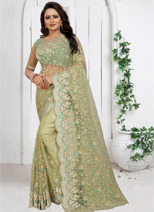 light green wedding saree