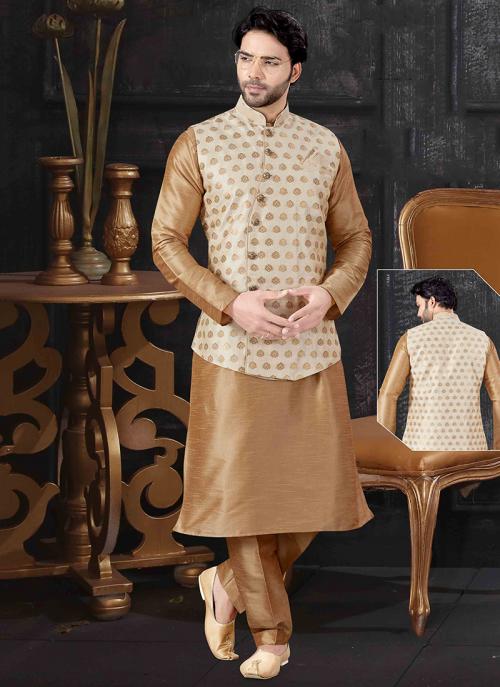 cream kurta with jacket