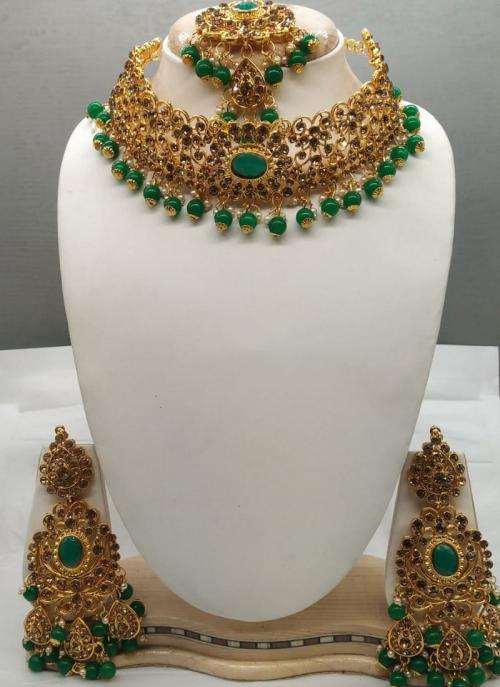 green beads necklace set