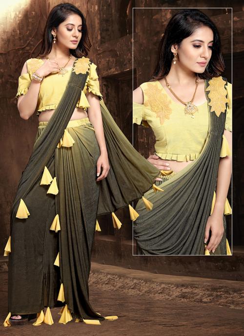 designer frill party wear saree