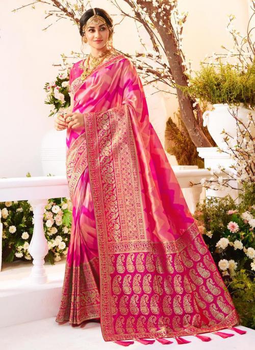 wedding silk saree pink colour